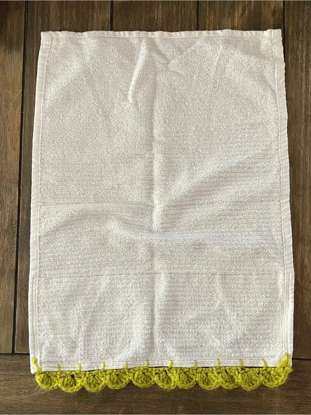 Handmade Yellow Lemon Print Kitchen Towel with Crochet Trim
